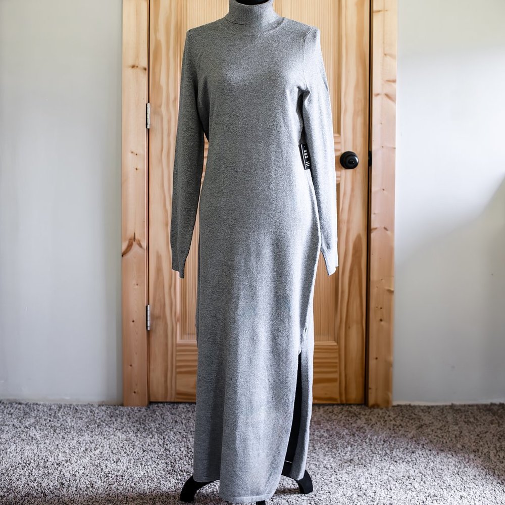 NWT Express Knit Turtleneck Maxi Sweater Dress with Side Slit Soft Cozy Size M